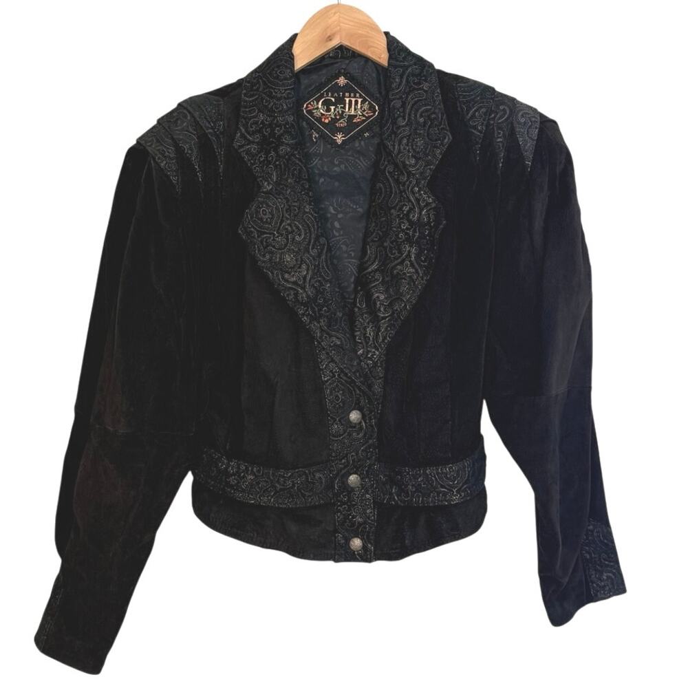 Vintage G-3 Women's black leather suede jacket size medium